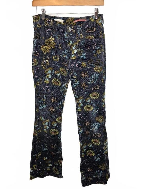 Pilcro and the Letterpress Denim - Anthropologie Pilcro The Icon Flare Floral Corduroy Pants Size 25 x 28